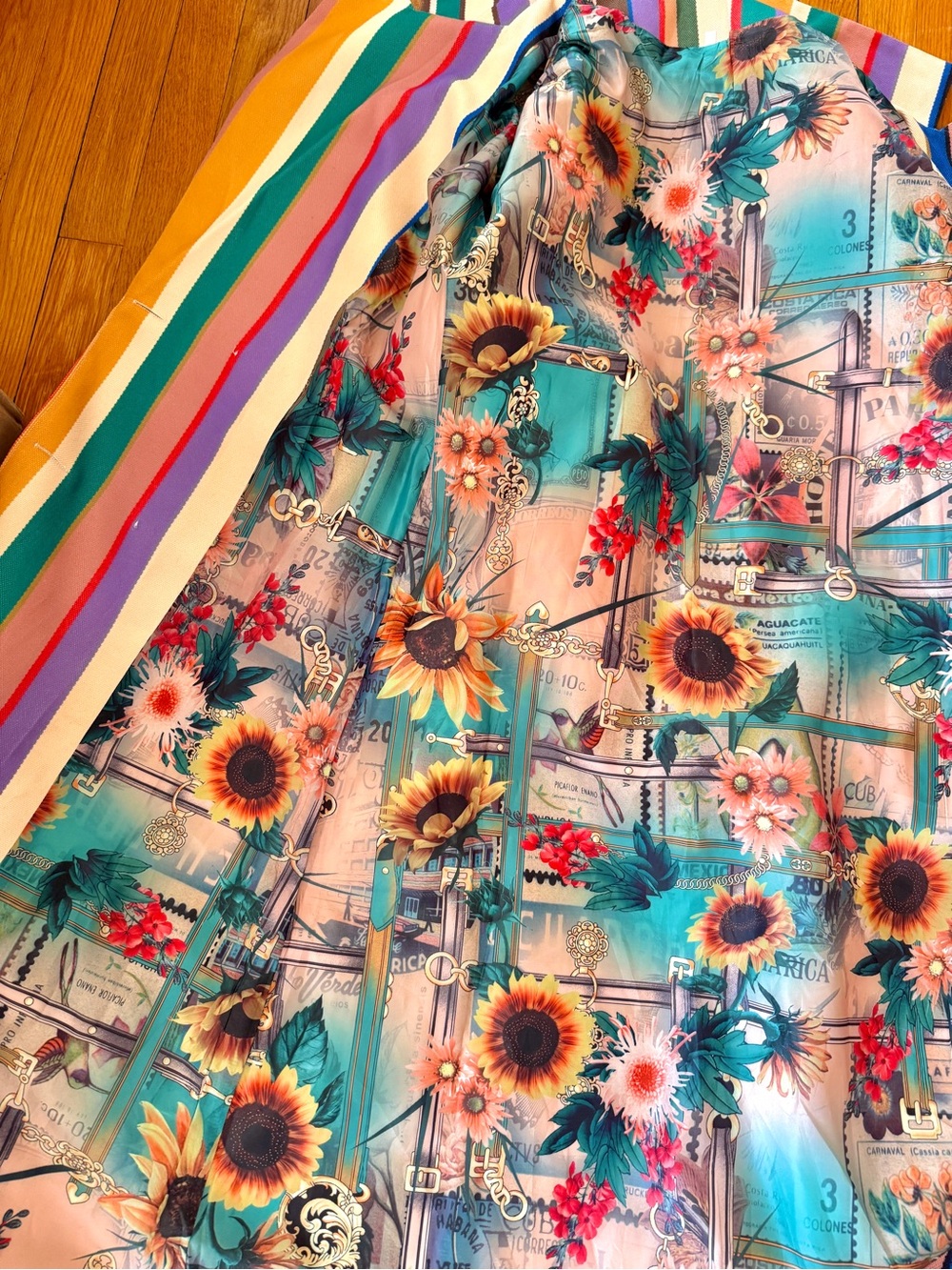 Vintage Rainbow Dopamine Trench Jacket - Picture 4 of 5